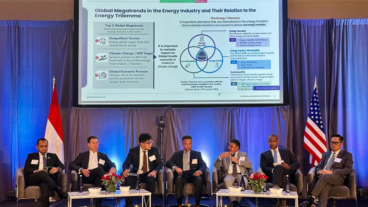 Pertamina New and Renewable Energy menjajaki peluang kerja sama dalam Forum Bisnis Indonesia-Amerika Serikat yang berlangsung di The Mayflower Hotel, Washington DC, Amerika Serikat (AS). (Dok Pertamina)