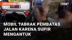Mobil menabrak pembatas jalan hingga terbalik di Jl. Raya Bandongan, Magelang. Kecelakaan terjadi saat mobil melaju dari Pasar Bandongan menuju ke Kalegen