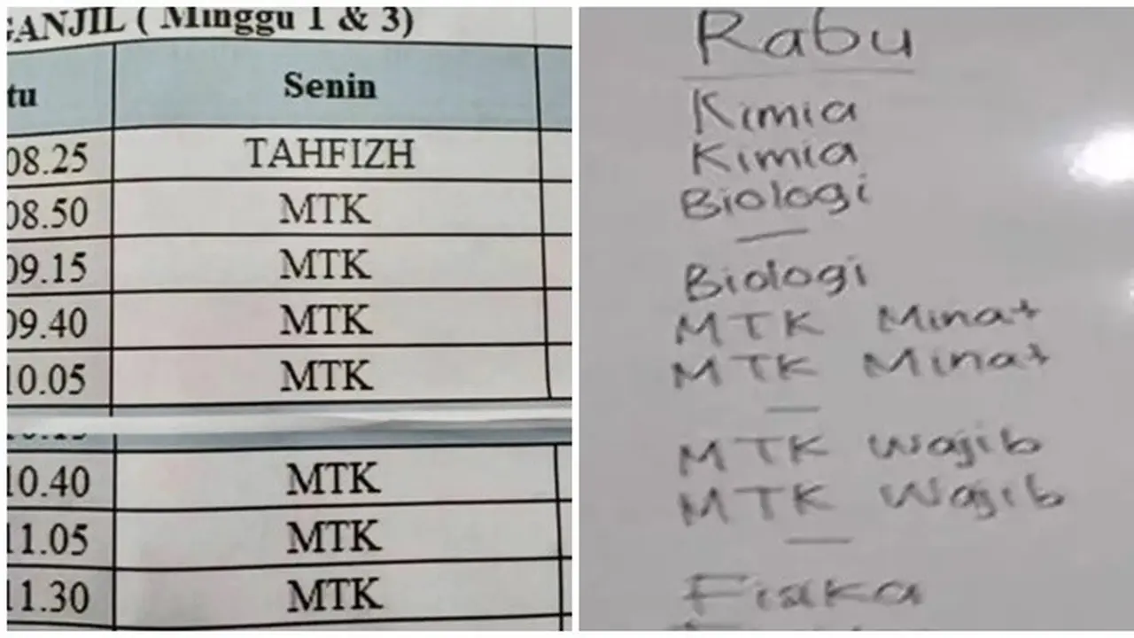 6 Potret Jadwal Pelajaran Sekolah Full Eksak dalam Sehari, Bikin Pusing Duluan