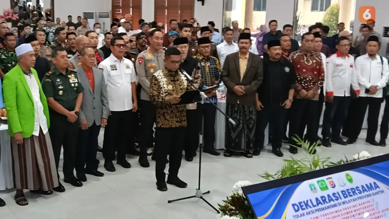 Deklarasi Anti Pungli dan Premanisme di Polda Banten. (Kamis, 22/05/2025). (Yandhi Deslatama/Liputan6.com).