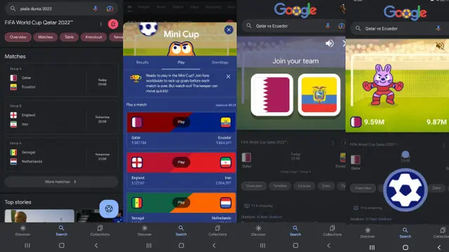 Game Mini Cup Piala Dunia 2022 Qatar di Aplikasi Google