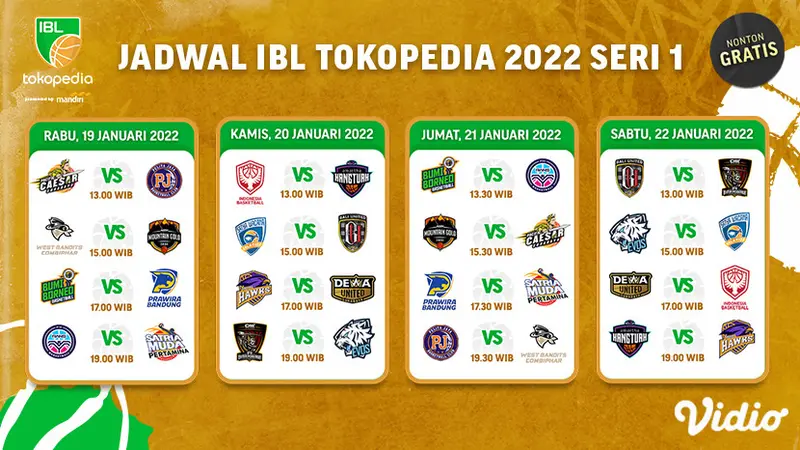 Link Live Streaming IBL 2022 Seri Pertama Pekan Ke-3 di Vidio, 19-22 Januari 2022