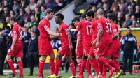 Liverpool memantapkan posisi di peringkat teratas usai mengalahkan Norwich City 3-2. (AFP/Carl Court)