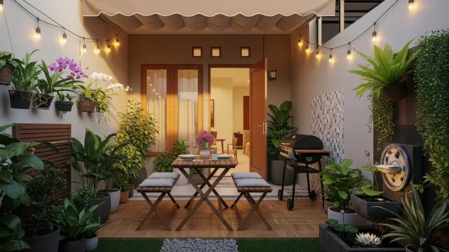 Model Halaman Belakang Rumah Kecil untuk Spot Barbeque dan Kumpul Seru/ Ilustrasi AI