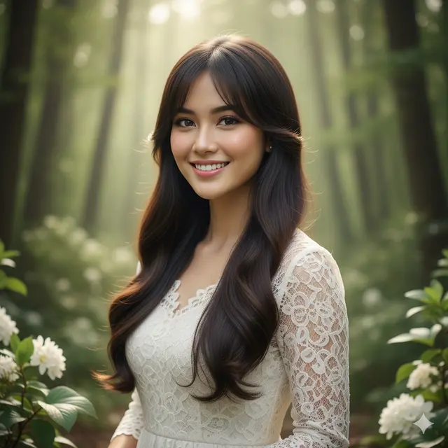 Model Rambut Wanita Panjang Lurus Poni Samping