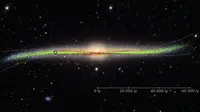 Galaksi melengkung dengan bintang-bintang muda (Cepheids) dalam cakramnya, seperti yang disimpulkan dari Bimasakti Cepheids. (Kredit: J. Skowron / OGLE / Observatorium Astronomi, University of Warsawa)