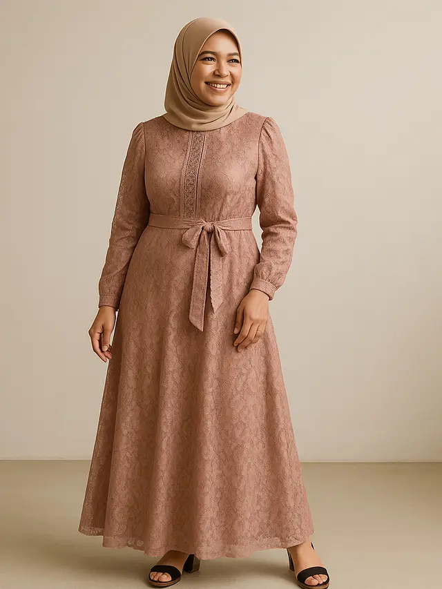 Rekomendasi Gamis Brokat di Dada untuk Ibu-Ibu Usia 40 Tahun/via AI