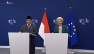 Presiden RI Prabowo Subianto dan Presiden Komisi Eropa Ursula von der Leyen (Foto: Tangkapan layar YouTube Sekretariat Presiden)