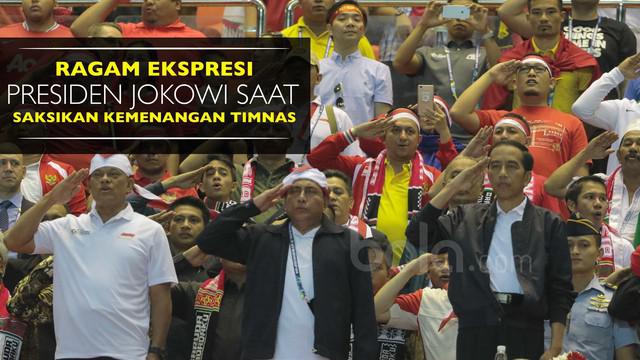 Presiden Joko Widodo hadir pada laga Timnas Indonesia vs Vietnam di Stadion Pakansari, Cibinong. Berikut ekspresi-ekspresinya