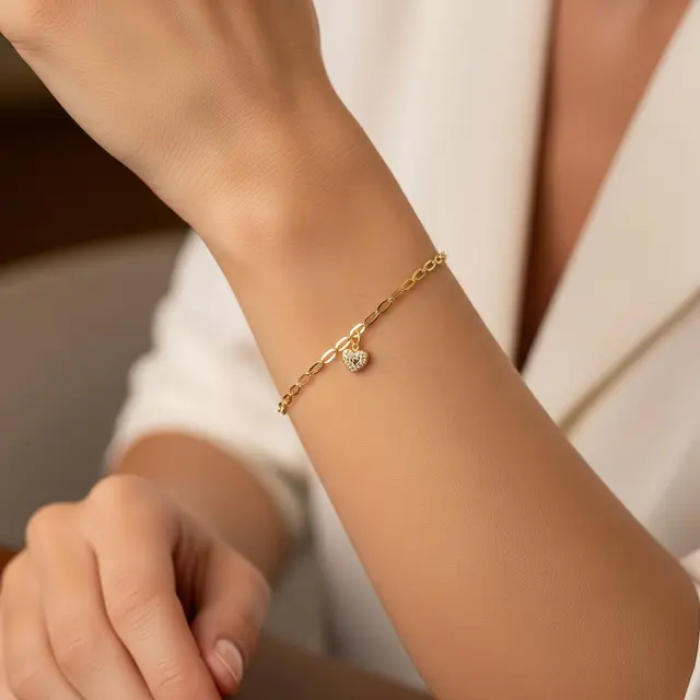 Model Gelang Emas 1 Gram Kombinasi Rantai dan Batu Zircon (Image by Gemini AI)