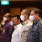 Menteri Koordinator Bidang Perekonomian Airlangga Hartarto pada pembukaan Rapat Kerja Nasional (Rakernas) Kebijakan Satu Peta yang berlangsung di Jakarta pada Selasa (4/10).