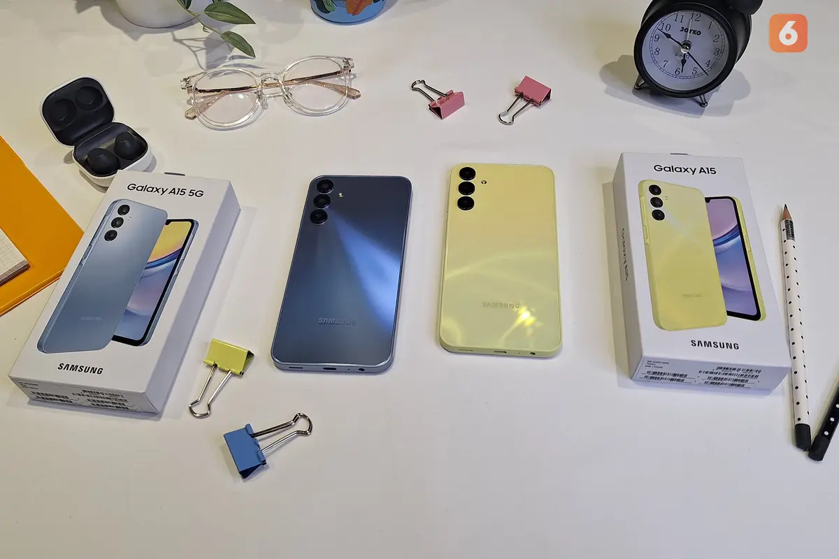 Samsung Galaxy A15 dan Galaxy A15 5G. Giovani Dio Prasasti/Liputan6.com