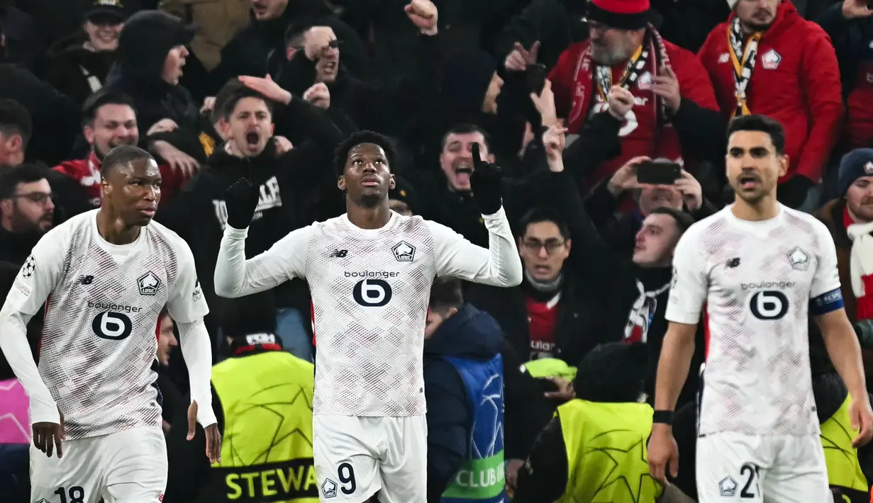 Pada menit ke-62, Lille LOSC berhasil menyamakan kedudukan berkat gol Jonathan David. (Paul ELLIS/AFP)