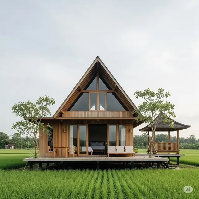 7 Model Rumah Sederhana di Tengah Sawah, Sejuk, Nyaman, dan Tidak