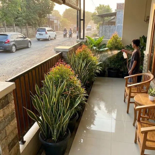Ide Teras Bebas Debu untuk Rumah Pinggir Jalan Besar