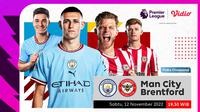 Link Live Streaming Liga Inggris Manchester City Vs Brentford di Vidio, Sabtu 12 November