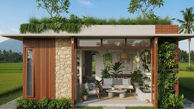 Model Rumah Mungil Tapi Mewah dengan Atap Datar 2025 yang Nyaman untuk Tinggal di Desa/ Ilustrasi AI