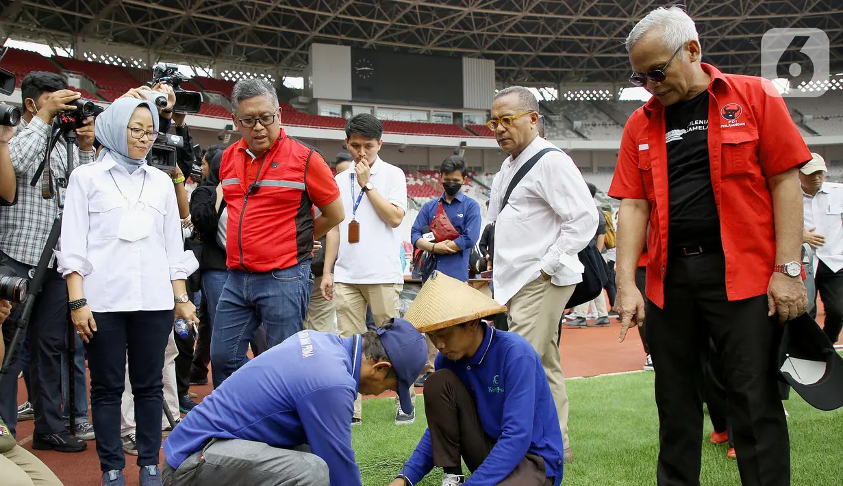 Kehadiran Hasto untuk mengecek persiapan puncak Bulan Bung Karno pada 24 Juni 2023. (merdeka.com/Arie Basuki)