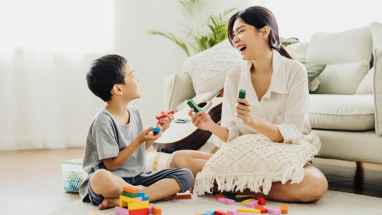 Ilustrasi bermain dengan anak