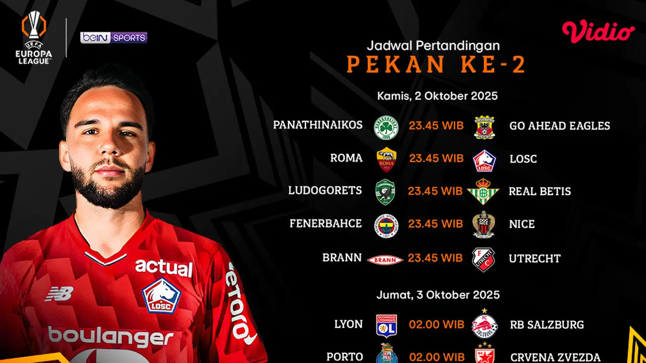 Jadwal UEL pekan kedua tayang eksklusif di Vidio. (dok. vidio.com)