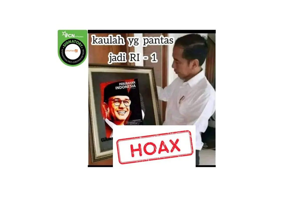 Cek Fakta Presiden Jokowi memegang gambar Anies Baswedan