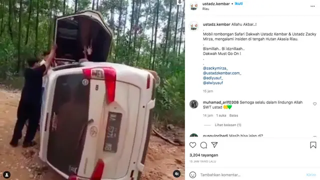 Rombongan Dakwah Ustaz Zacky Mirza Alami Kecelakaan Hingga Mobil Terbalik. (instagram.com/ustadz.kembar)