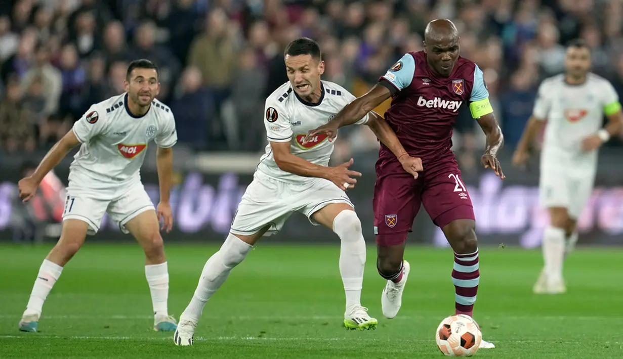 West Ham United sukses menaklukkan tamunya klub Serbia TSC Backa Topola dengan skor 3-1 pada matchday ke-1 Grup A Liga Europa 2023/2024. (AP Photo/Kin Cheung)