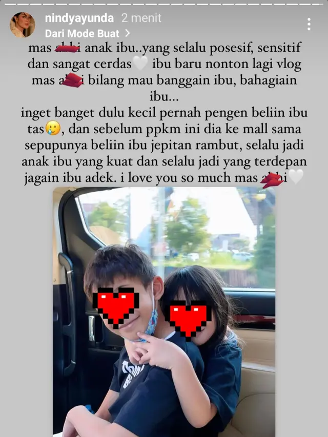 Unggahan Nindy Ayunda.