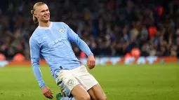 Rekor Haaland tersebut berhasil mengalahkan catatan yang mengalahkan kontrak sembilan tahun milik Cole Palmer di Chelsea. (AFP/Darren Staples)