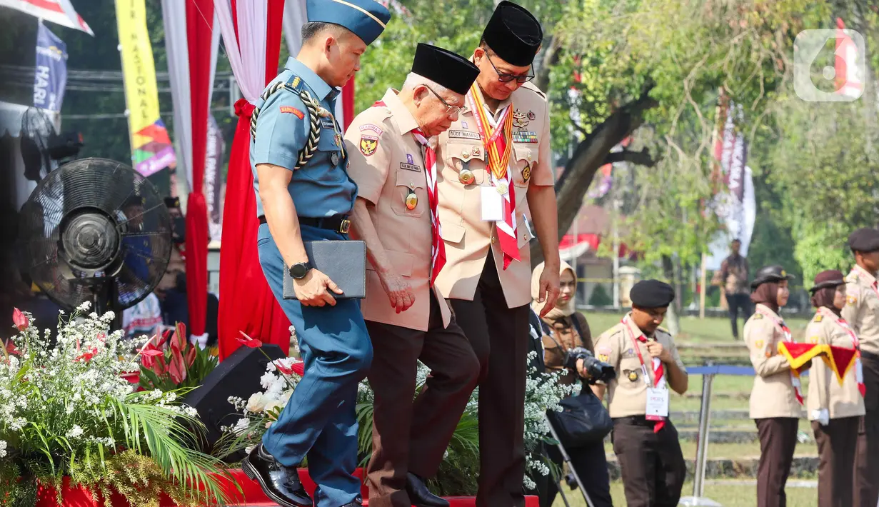 Hari Pramuka ke-63 mengangkat tema Pramuka Berjiwa Pancasila Untuk Menjaga Keutuhan Negara Kesatuan Republik Indonesia (NKRI). (Liputan6.com/Herman Zakharia)