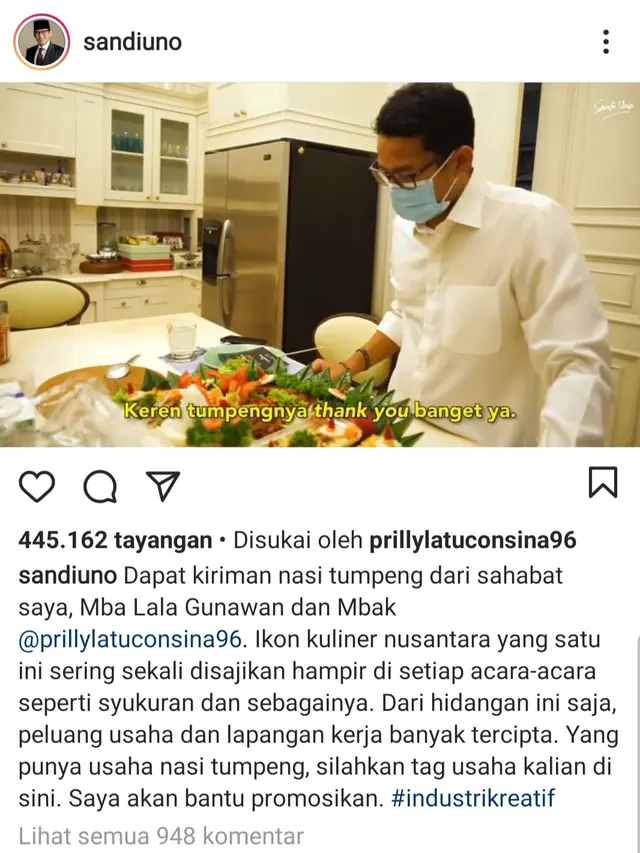 Unggahan Sandiaga Uno. (Foto: Instagram @sandiuno)