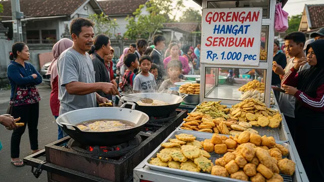Ilustrasi Jualan Gorengan/Gemini AI