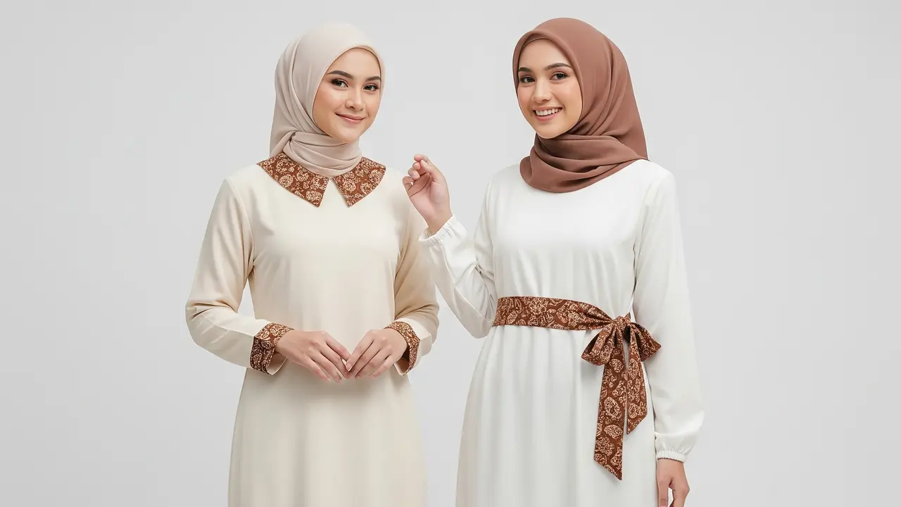 8 Model Gamis Polos Kombinasi Batik Sedikit: Tampil Elegan dengan Sentuhan Etnik