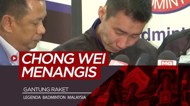 Berita video bintang badminton Malaysia, Lee Chong Wei, memutuskan untuk gantung raket. Saat akan mengumumkannya, Chong Wei tak kuat menahan air mata.