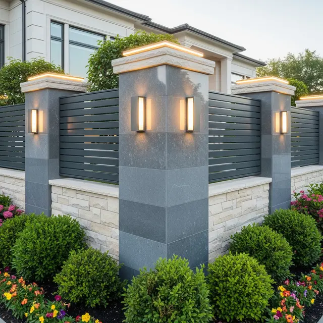 Model Pagar Rumah Hook Kombinasi Batu Alam (AI Generated)