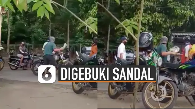 VIDEO: Viral Pengendara Motor Geber-Geber Gas Digebuki Warga Pakai Sandal