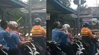 Absurd Abis, Dua Pelajar Ini Hujan-hujanan Sambil Keramas di Atas Motor