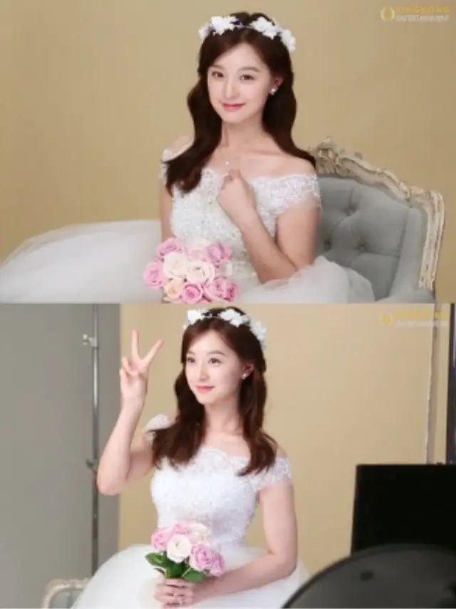 Pesona Kim Ji Won Kenakan Gaun Pengantin Putih.