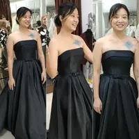 Leony Trio Kwek Kwek kenakan gaun hitam, credit: @luvewedding