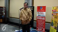 Menteri Perhubungan Budi Karya Sumadi memberikan keterangan pers di Kementerian Perhubungan, Jakarta, Kamis (22/12). Aktivitas om telolet om menurutnya suatu hal kreativitas masyarakat yang luar biasa. (Liputan6.com/JohanTallo)