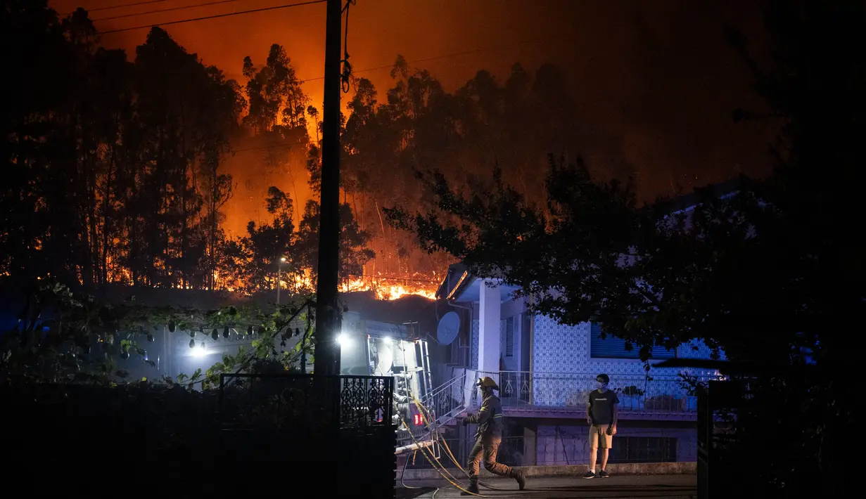 Pihak berwenang setempat mengatakan mereka tekah mengerahkan delapan pesawat bomber air di distrik Aveiro. (Patricia DE MELO MOREIRA/AFP)