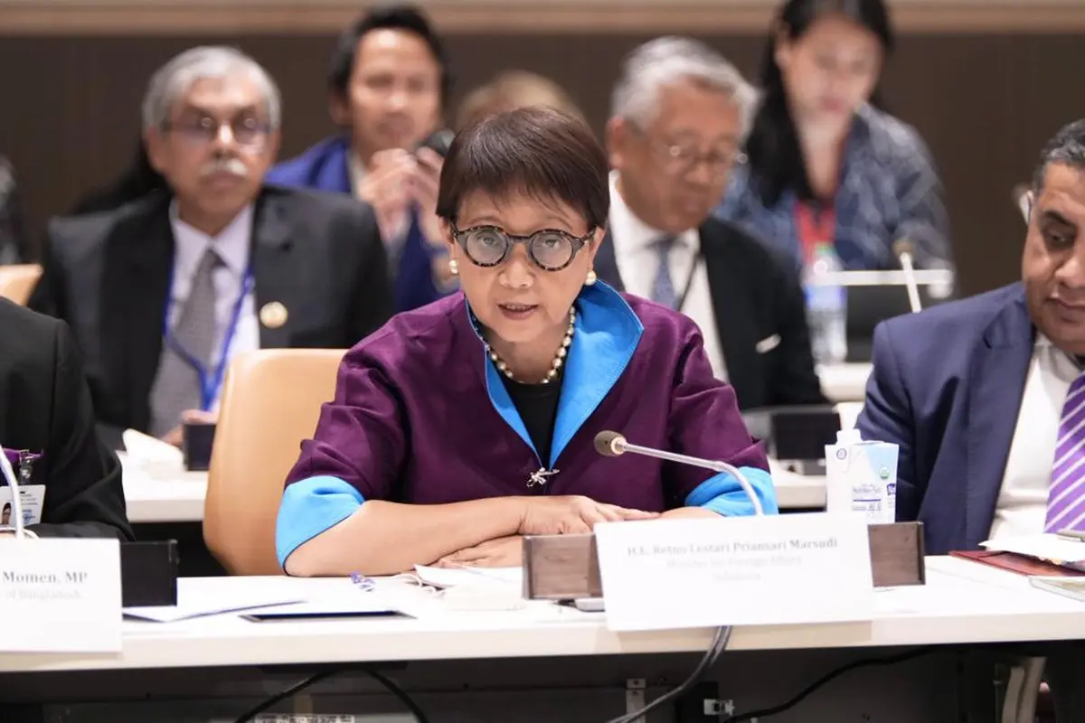 Menlu RI Retno Marsudi pada pertemuan Side Event mengenai Rohingya bertajuk "Have they Forgotten Us? Ensuring Continued Global Solidarity with the Rohingya of Myanmar" di sela-sela High Level Week Sidang Majelis Umum PBB ke-78 (21/9). (Dok: Kemlu RI)