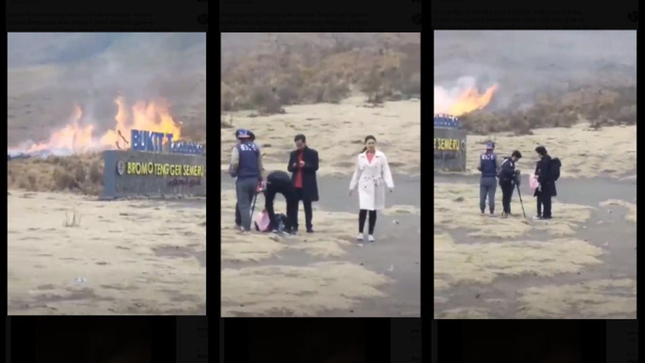 Flare Prewedding Diduga Picu Kebakaran di Bukit Teletubies Gunung Bromo