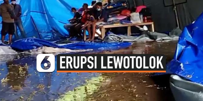 VIDEO: Pos Pengungsi Erupsi Gunung Ili Lewotolok Kebanjiran
