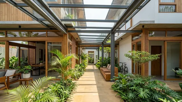 7 Inspirasi Rumah dengan Koridor Terbuka di Tengah Bangunan, Hunian Tropis Sejuk Bebas Pengap