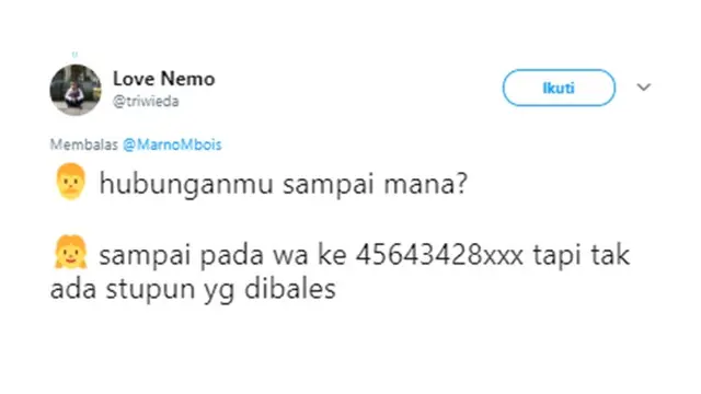 Cuitan kocak (Sumber: Twitter/@triwieda)