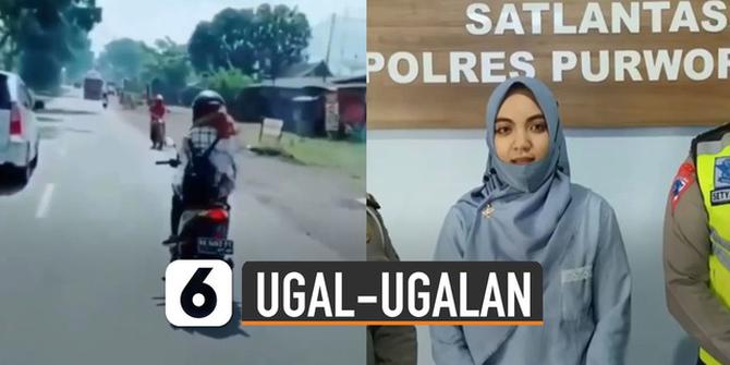 VIDEO: Wanita Berkendara Ugal-Ugalan di Purworejo, Berujung Minta Maaf