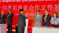 Disaksikan Prabowo, Pengusaha RI-China Teken Perjanjian Investasi Senilai USD 10,7 Miliar