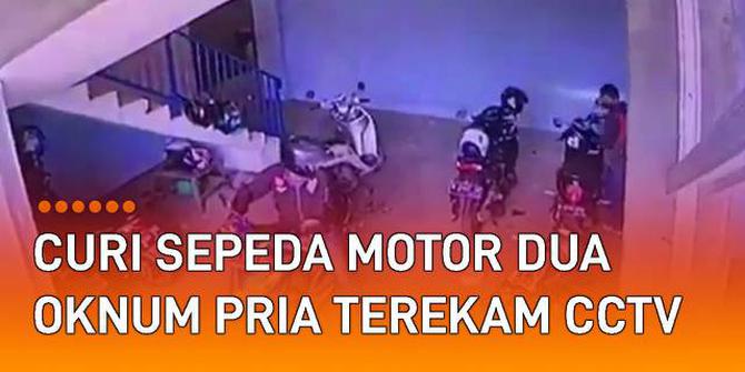 VIDEO: Curi Sepeda Motor Matic, Dua Oknum Pria Terekam Kamera CCTV