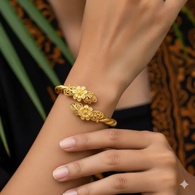 Gelang Lilit Motif Flora